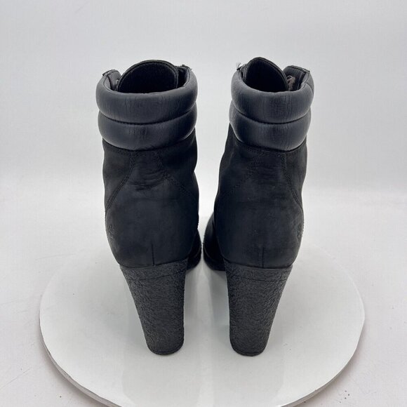 Timberland Tillston Women size 9.5 A1H1l Black Suede Lace Up High Heel Boot - Picture 5 of 12